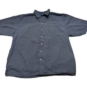 Op Ocean Pacific Button Up Shirt Men L Blue White Plaid Short Sleeve Cotton
